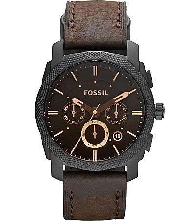 Fossil Machine Mid-Size Chronograph Brown Leather Watch Product Image