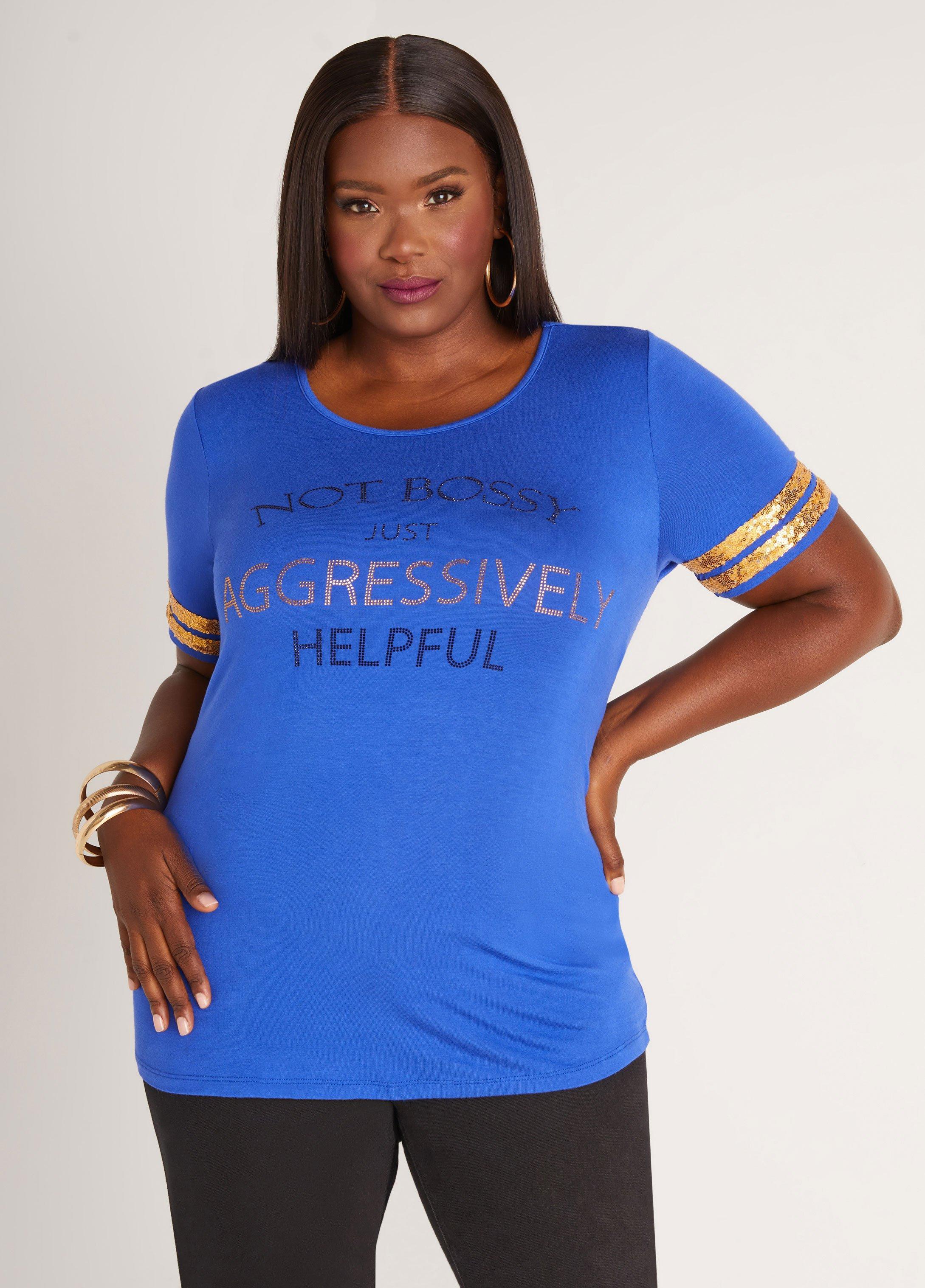 Plus Size Not Bossy Embellished Tee Ashley Stewart Product Image