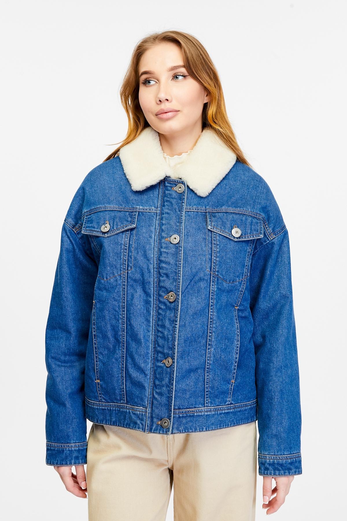 Furniq Uk Womens Denim Jacket, Shearling & White Wool Product Image