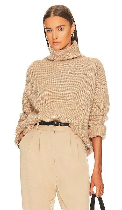 ANINE BING Sydney Sweater in Camel - Tan. Size L (also in S, M, XS). Product Image