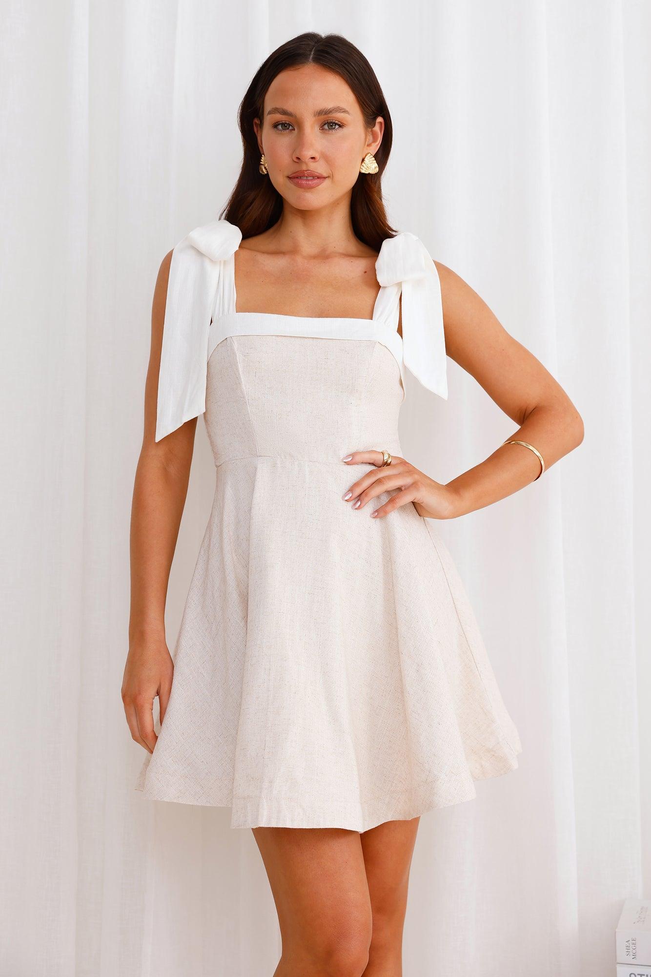 Ultimate Vacation Mini Dress Beige Product Image