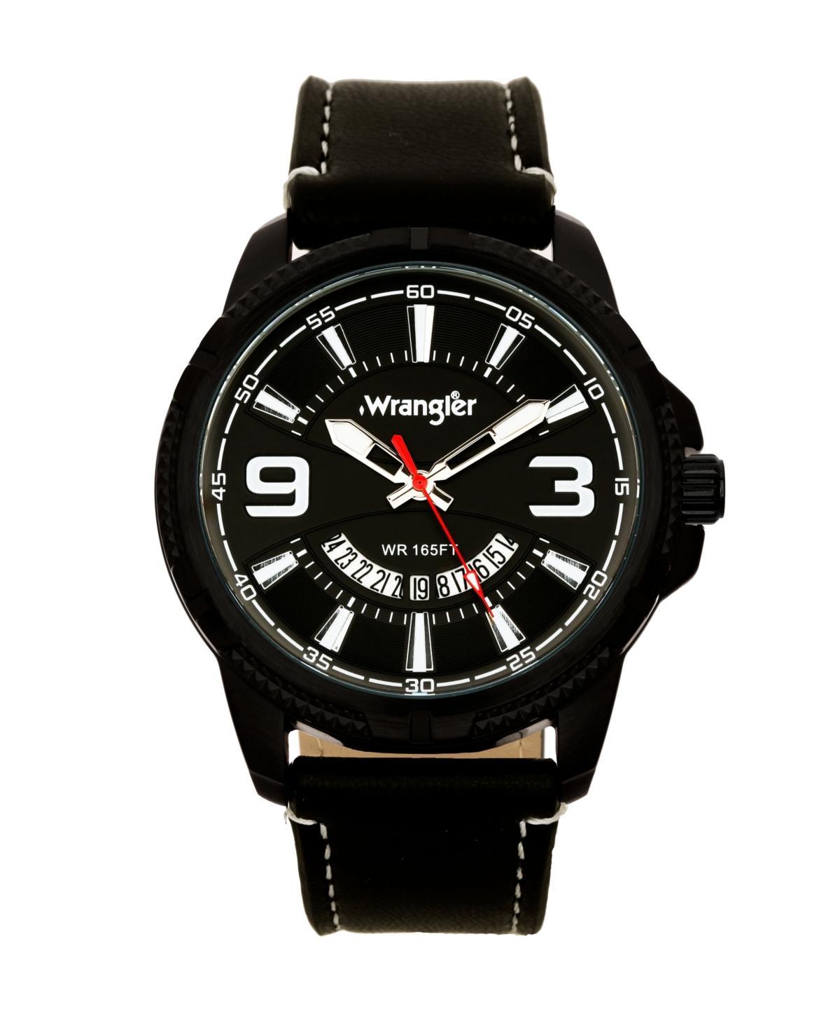 Wrangler Mens Watch, 48MM Black Ridged Case Zoned Dial, Outer Zone is Milled with White Index Markers, Outer Ring Has is Marked with White Product Image