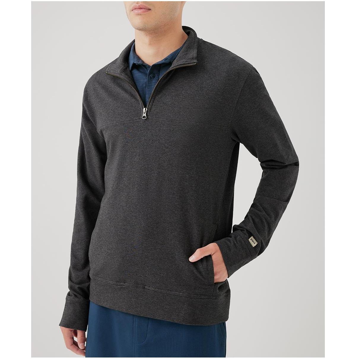 Organic Cotton Stretch French Terry Quarter Zip Sweatshirt Product Image