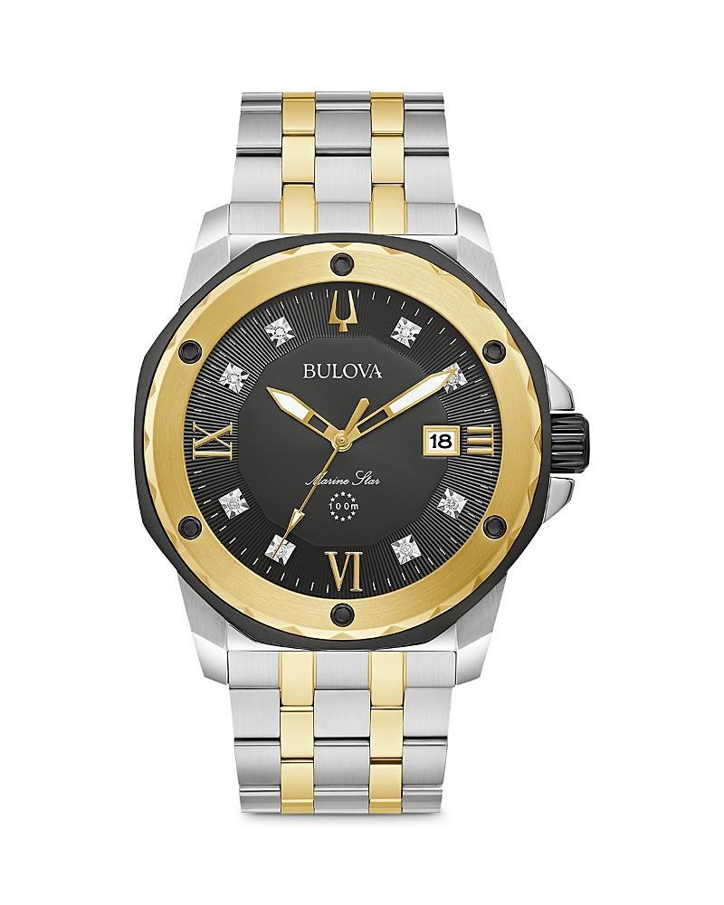 Men's Bulova Marine Star Diamond Accent Tri-Tone Watch with Black Dial (Model: 98D175) Product Image