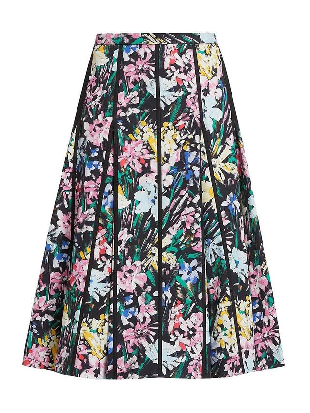 Womens Floweworks Cotton Godet Midi-Skirt Product Image