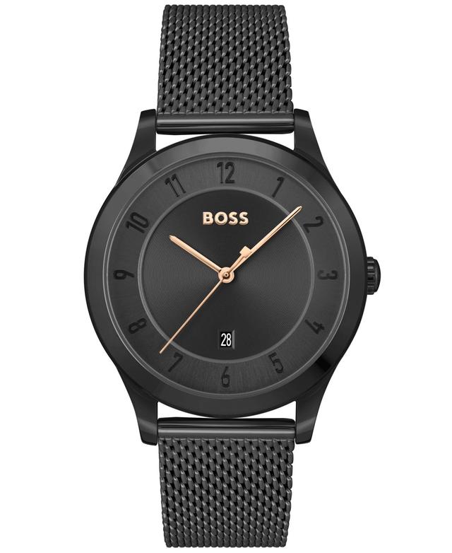 Hugo Boss Mens Purity Ionic Plated Black Steel Bracelet Watch, 41mm - Black Product Image