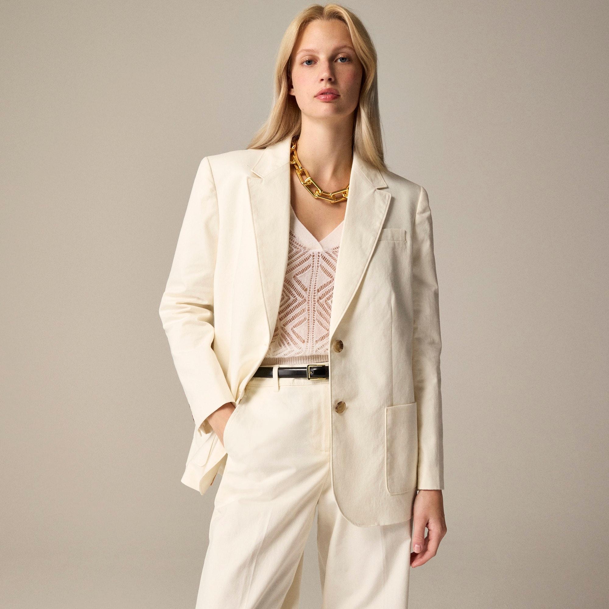 Relaxed patch-pocket blazer in cotton blend Product Image