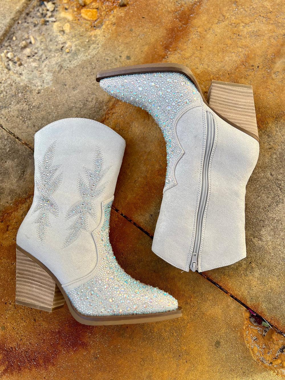 "Lux" Grey Rhinestone Booties* Product Image