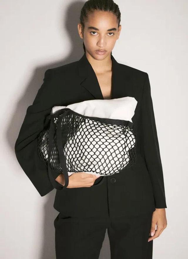 Medium 24/7 Canvas & Fishnet Tote Bags In Natural/black Product Image