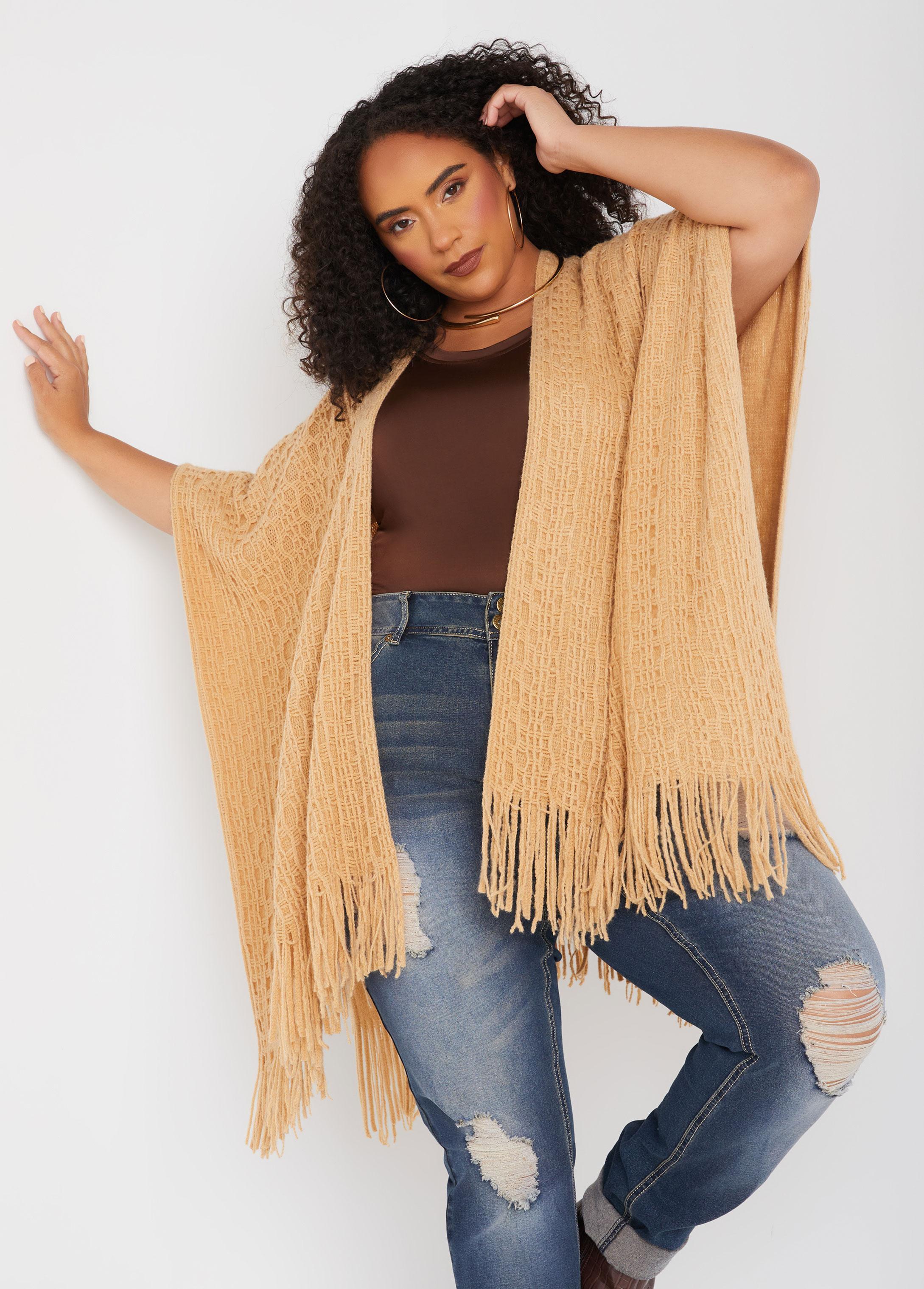 Fringe Open Knit Ruana Product Image