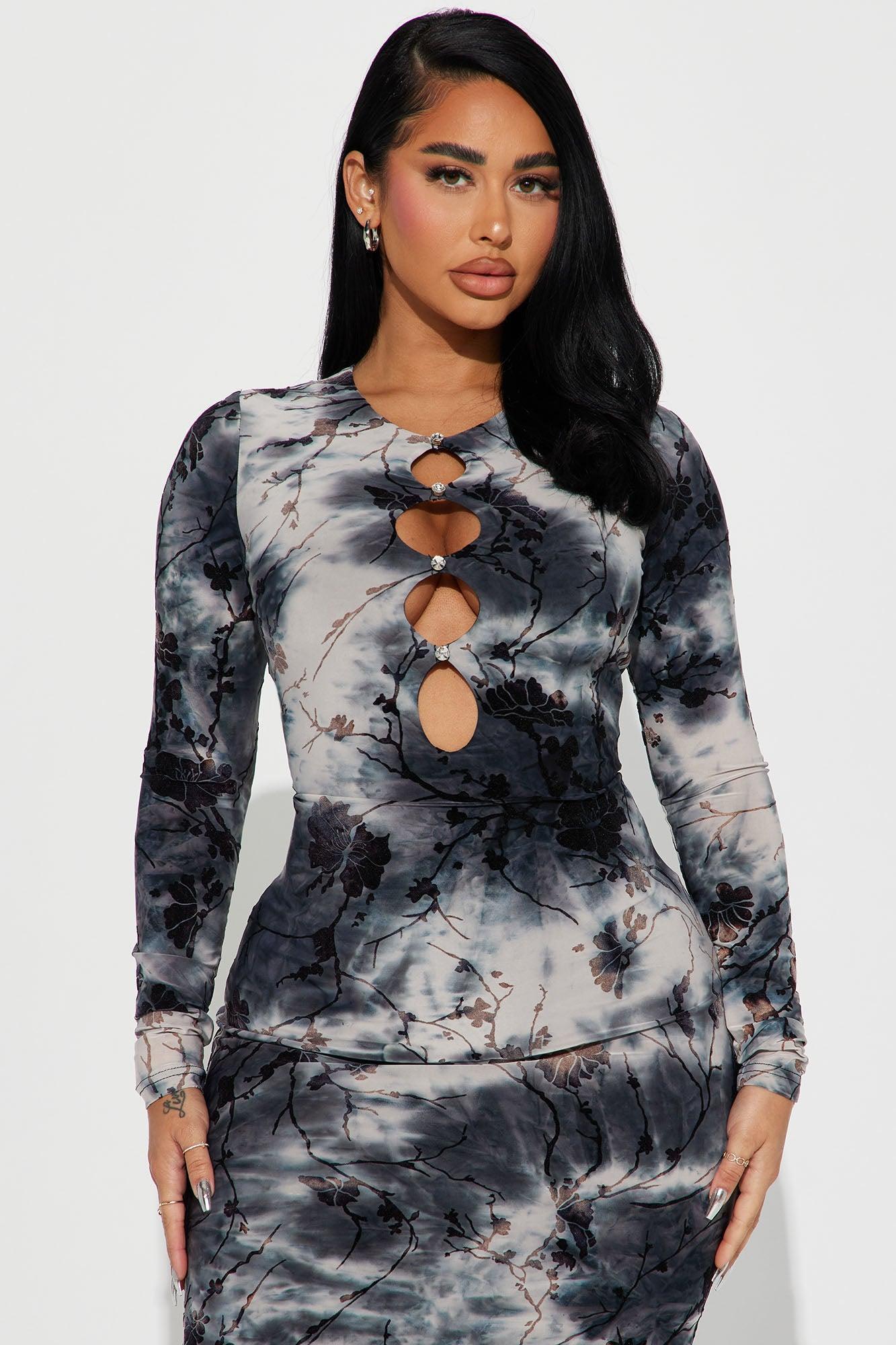 Julia Tie Dye Midi Dress - Grey/combo Product Image