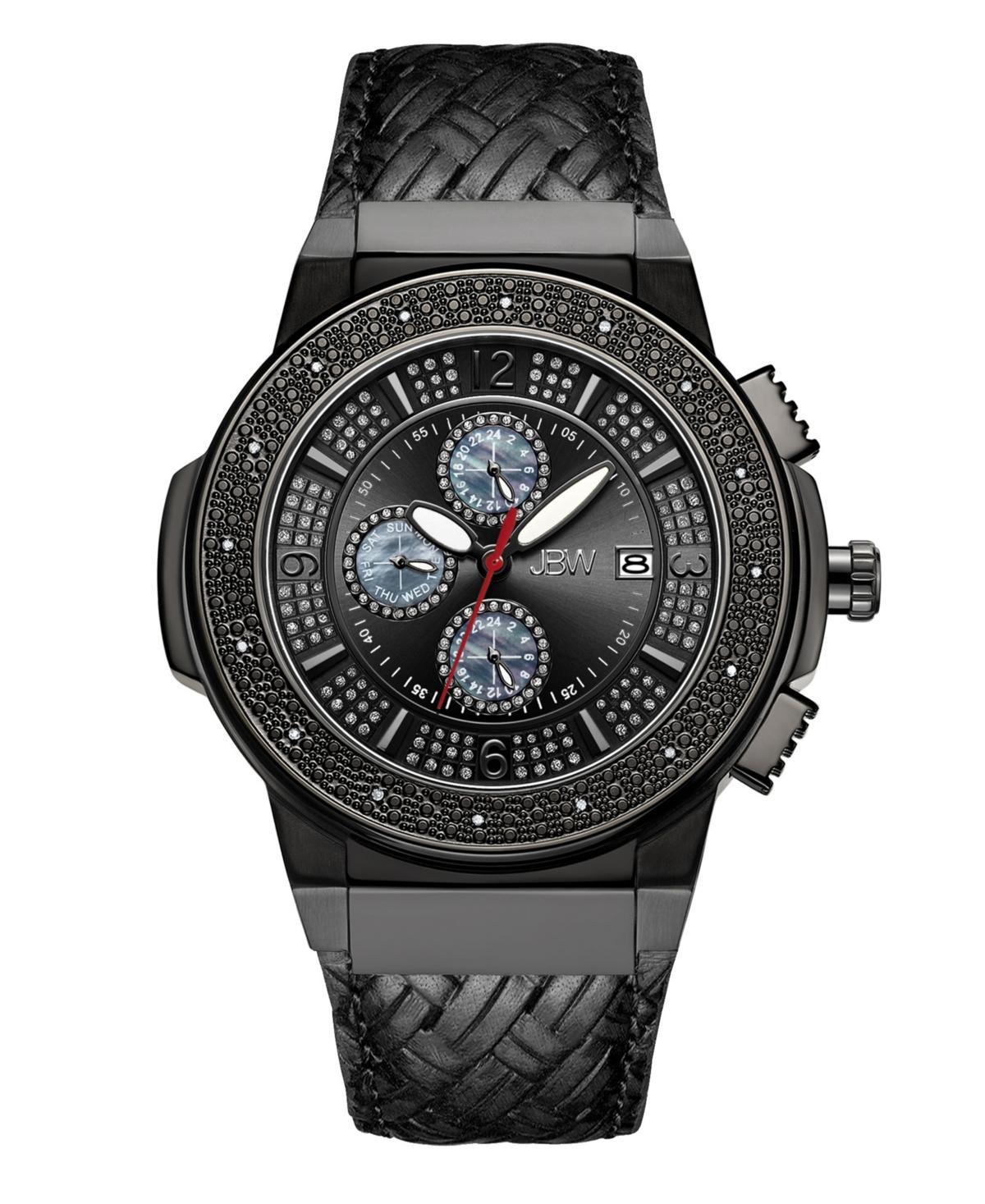 Men's JBW Saxon 1/6 CT. T.w. Diamond and Crystal Accent Black IP Strap Watch with Black Dial (Model: Jb-6101L-I) Product Image