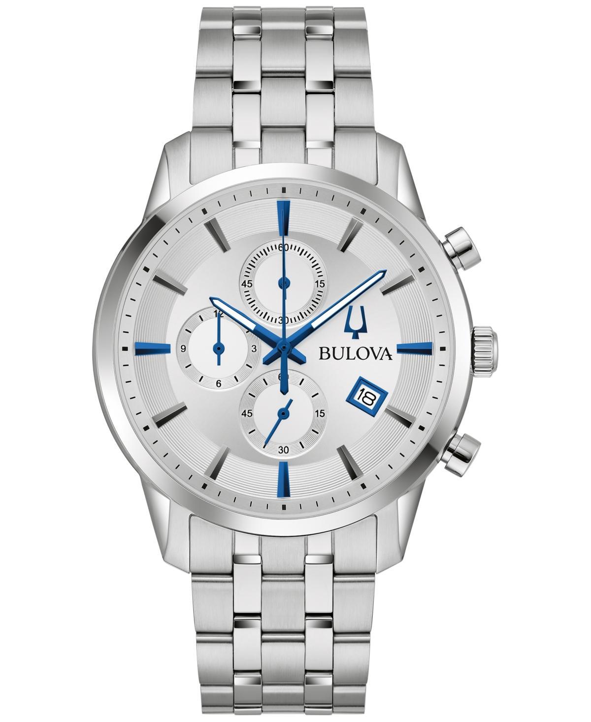 Bulova Mens Sutton Chronograph Silver Stainless Steel Bracelet Watch Product Image