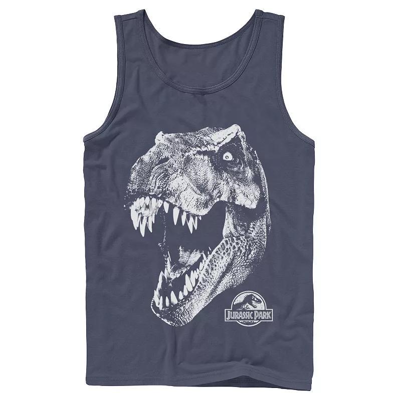 Mens Jurassic Park T-Rex White Head Roaring Tank Top Product Image