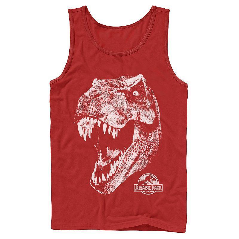 Mens Jurassic Park T-Rex White Head Roaring Tank Top Grey Product Image