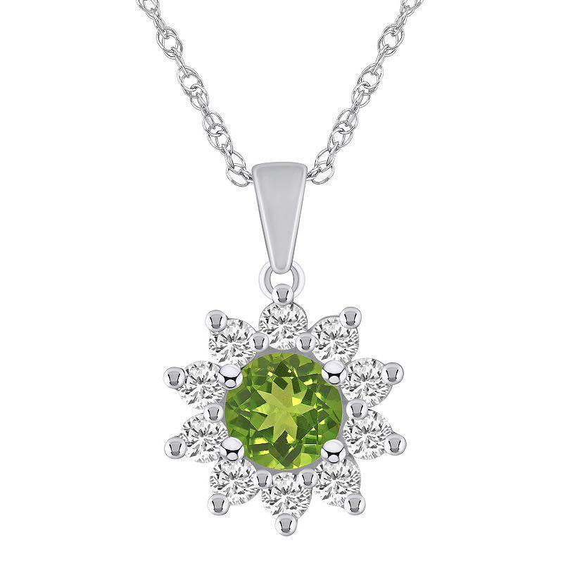 Alyson Layne 14k White Gold Round Peridot & 5/8 Carat T.W. Diamond Pendant Necklace, Womens Green Product Image