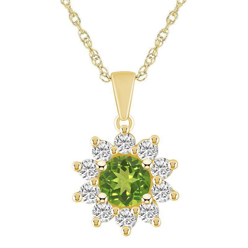 Alyson Layne 14k Gold Round Peridot & 5/8 Carat T.W. Diamond Pendant Necklace, Womens Product Image