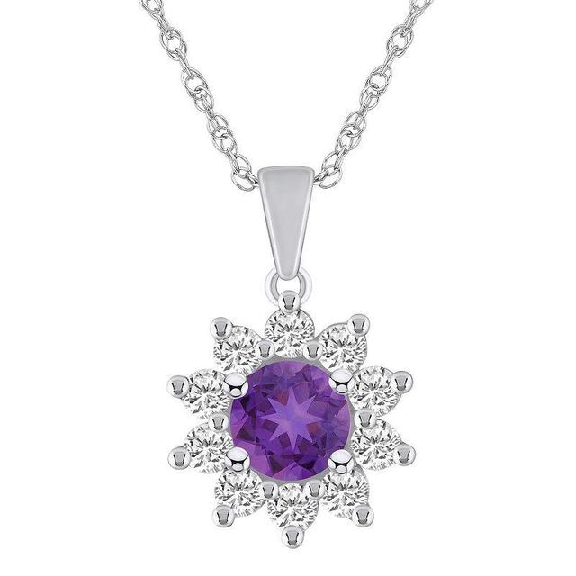 Alyson Layne 14k White Gold Round Amethyst & 5/8 Carat T.W. Diamond Pendant Necklace, Womens Product Image