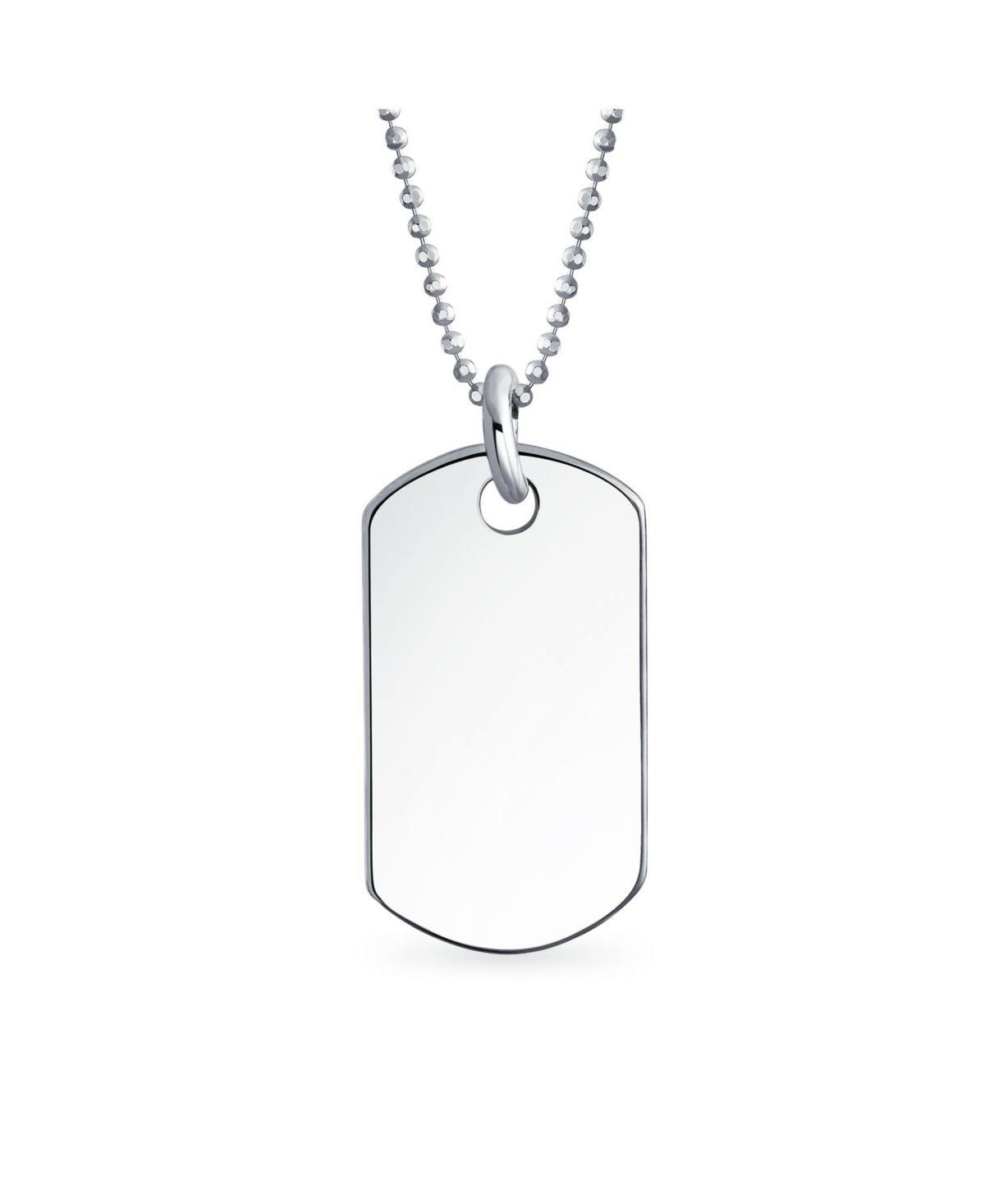 Bling Jewelry Medium Plain Simple Basic Cool Mens Identification Military Army Dog Tag Pendant Necklace Sterling Silver Product Image