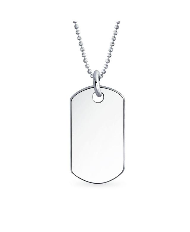 Bling Jewelry Medium Plain Simple Basic Cool Mens Identification Military Army Dog Tag Pendant Necklace Sterling Silver Product Image