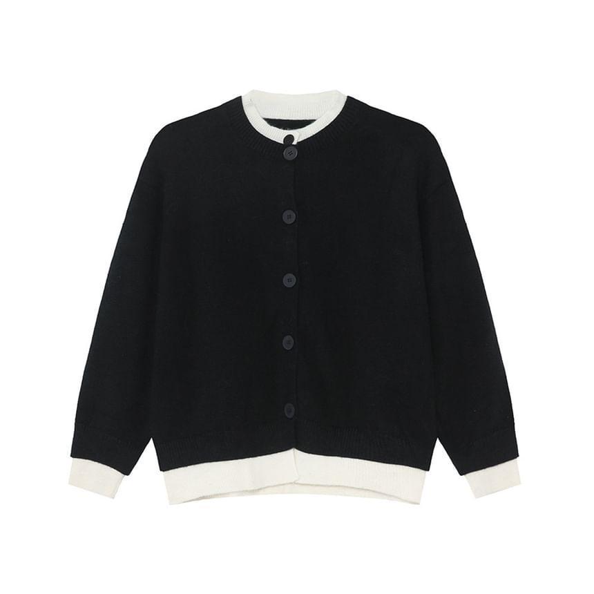 Mock Two-Piece Two Tone Button-Up Cardigan Product Image