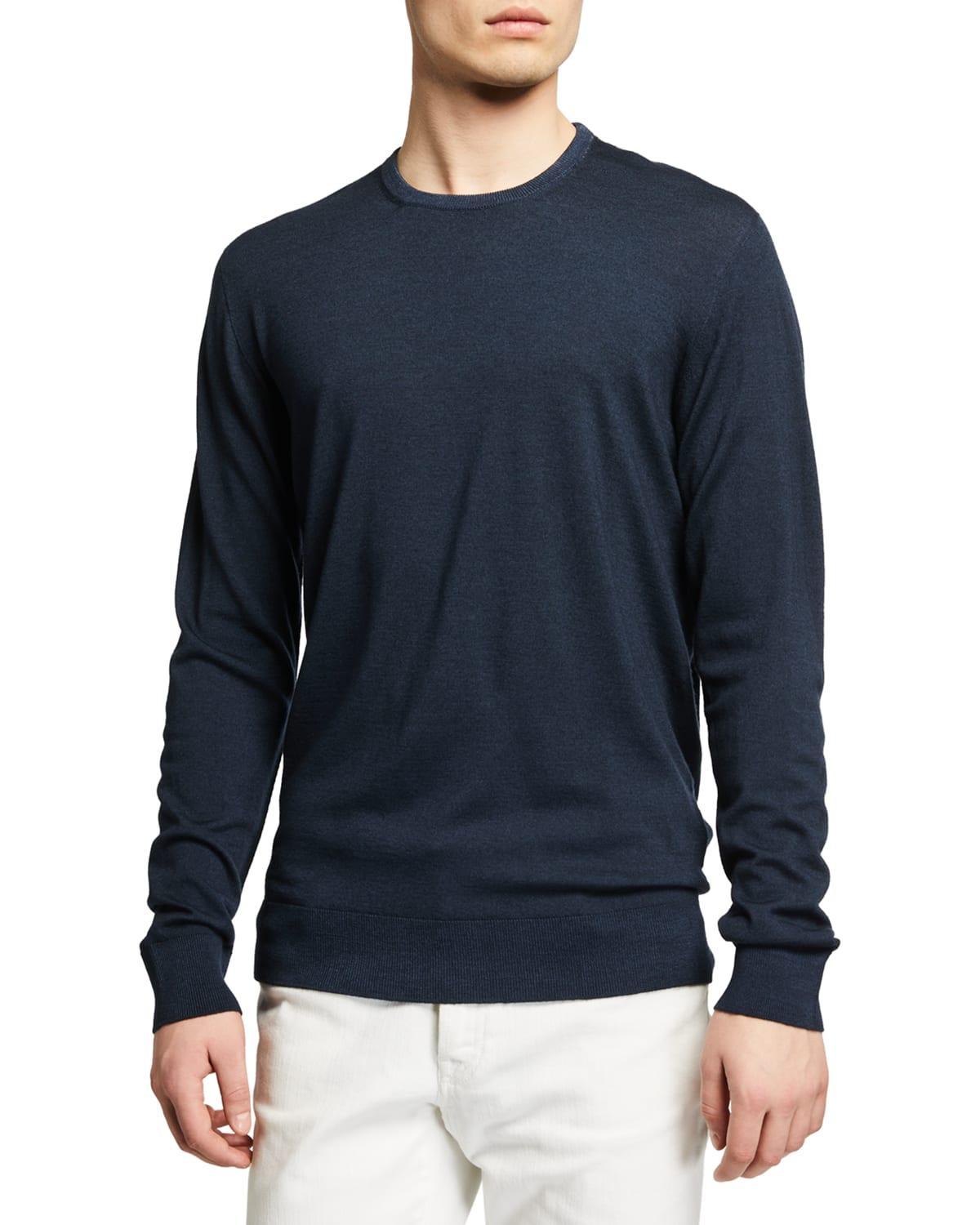 Mens Garment-Washed Wool Crew Sweater Product Image