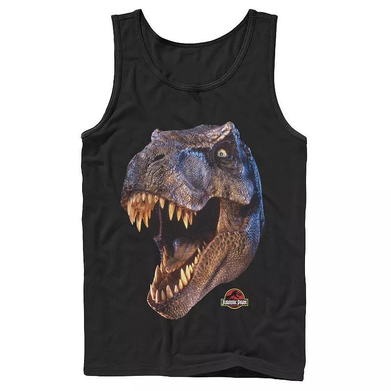 Mens Jurassic Park T-Rex Head Roar Tank Top Grey Product Image