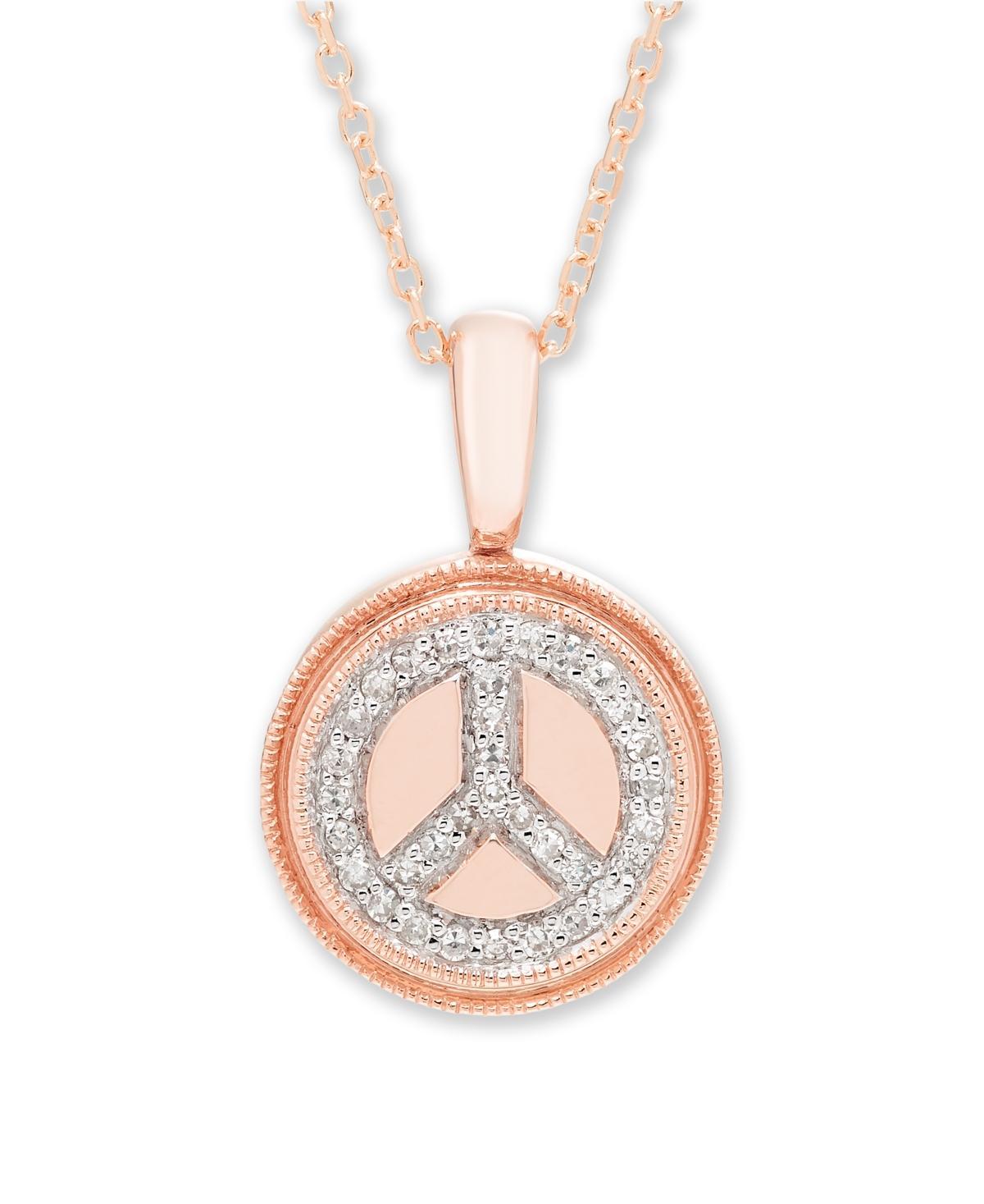 Diamond (1/10 ct. t.w.) Peace Sign Pendant in 14k Yellow or Rose Gold Product Image