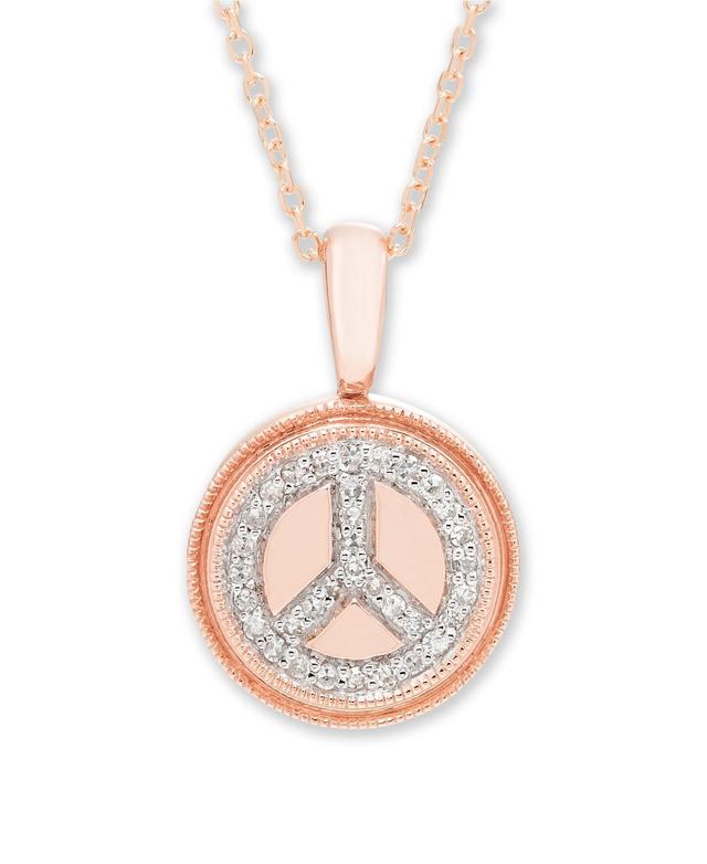 Diamond (1/10 ct. t.w.) Peace Sign Pendant in 14k Yellow or Rose Gold Product Image