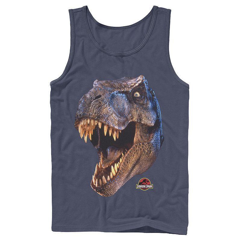 Mens Jurassic Park T-Rex Head Roar Tank Top Grey Product Image