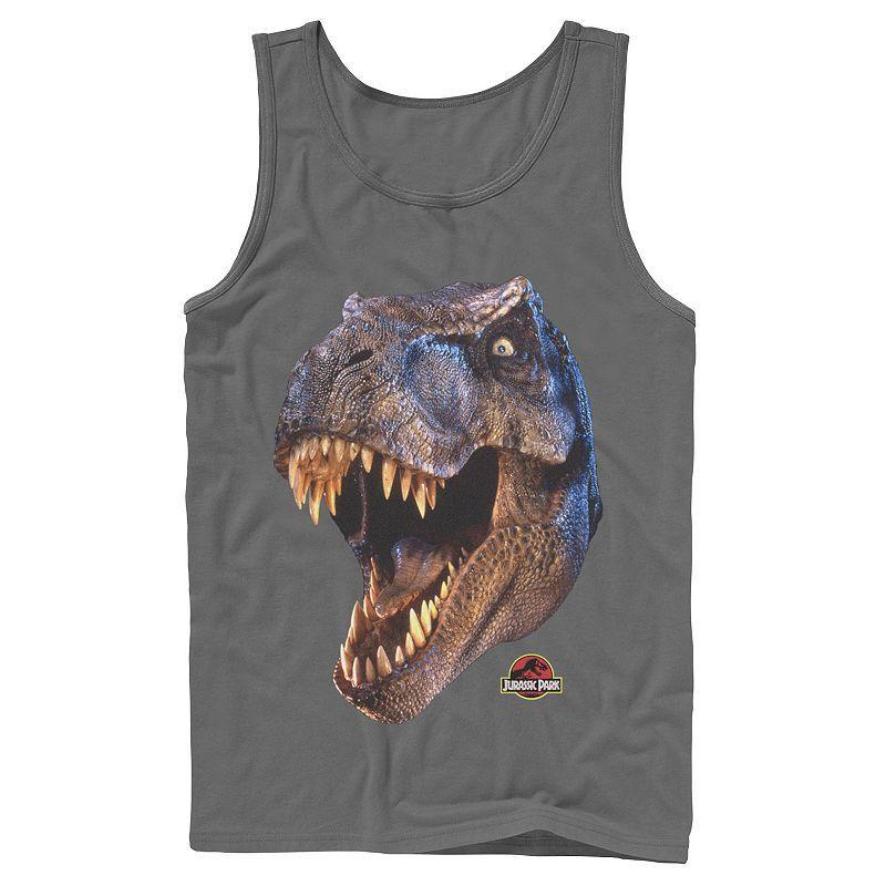 Mens Jurassic Park T-Rex Head Roar Tank Top Grey Product Image