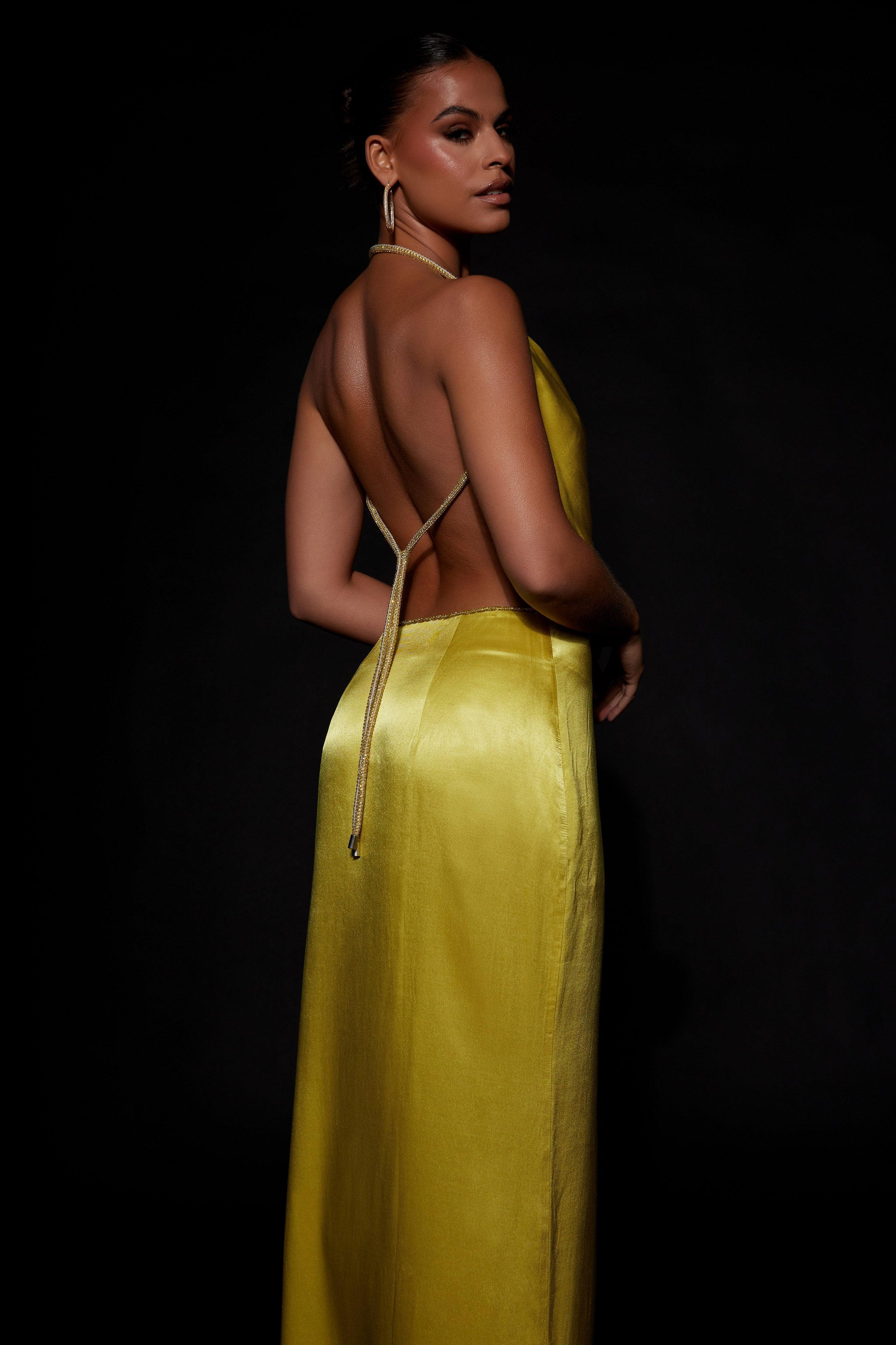 Christie Diamante Rope Maxi Skirt - Chartreuse Product Image