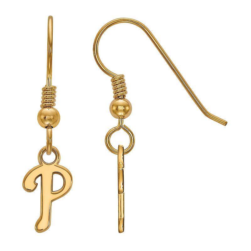 LogoArt Sterling Silver Philadelphia Phillies Extra-Small Dangle Earrings, Womens Gold Tone Product Image