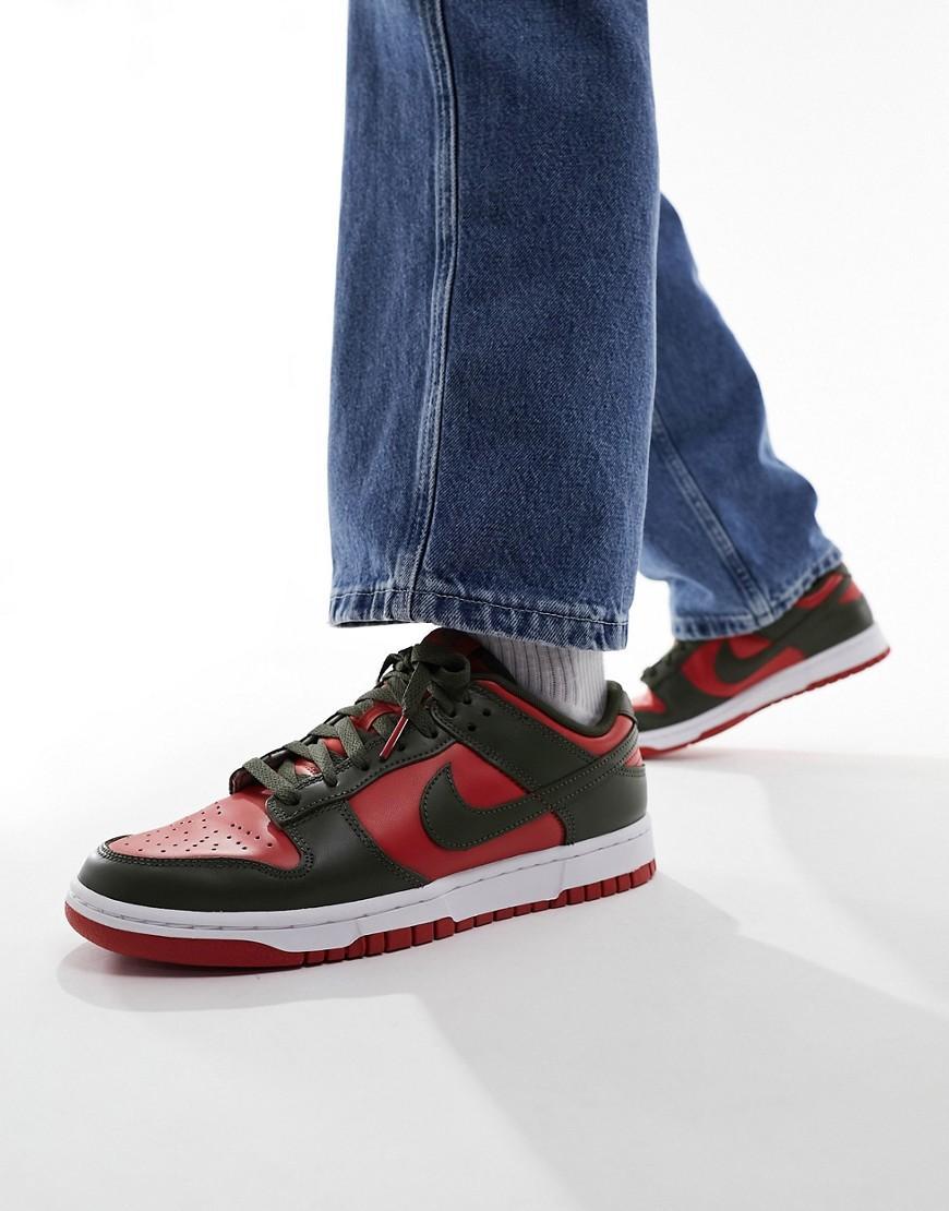 Nike Mens Dunk Low Retro - Basketball Shoes Red/Green/White Product Image