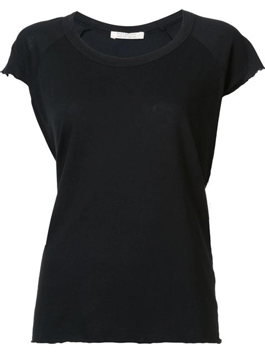 NILI LOTAN Silk Short Sleeve T-shirt In Washed Black Product Image