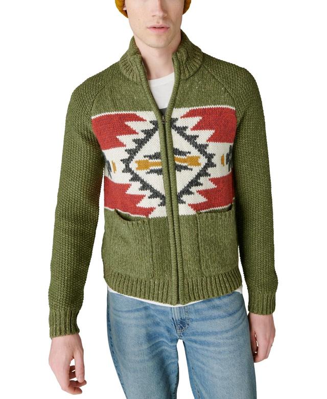 Lucky Brand Mens Southwestern Zip-Front Bomber Sweater Product Image