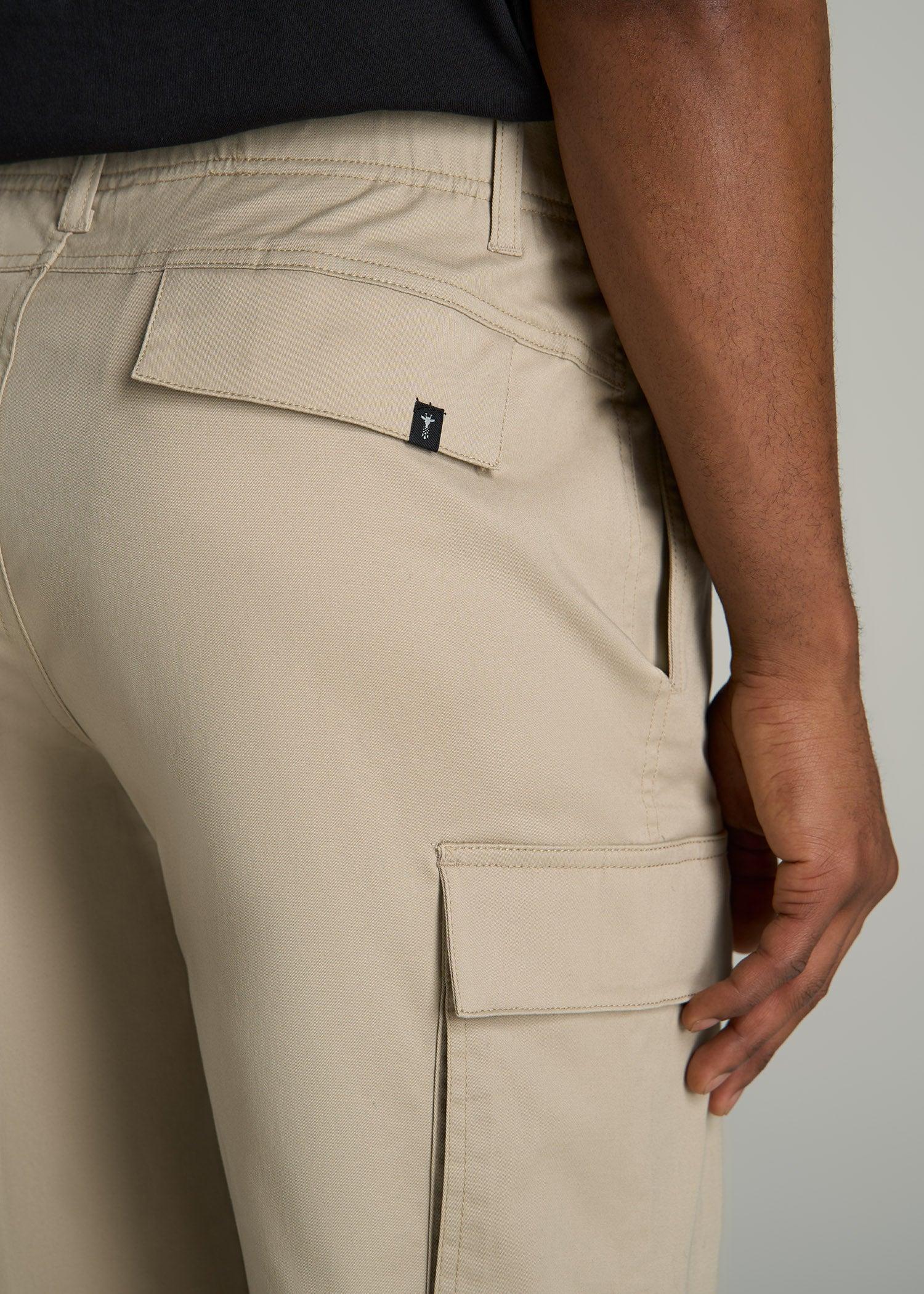 Stretch Twill Cargo Shorts for Tall Men in Light Khaki Product Image