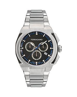 Mens FERRAGAMO Edge Chrono Stainless Steel Bracelet Watch/43MM Product Image