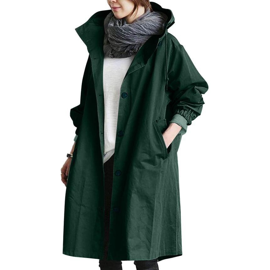 Plain Hooded Button-Up Jacket product image