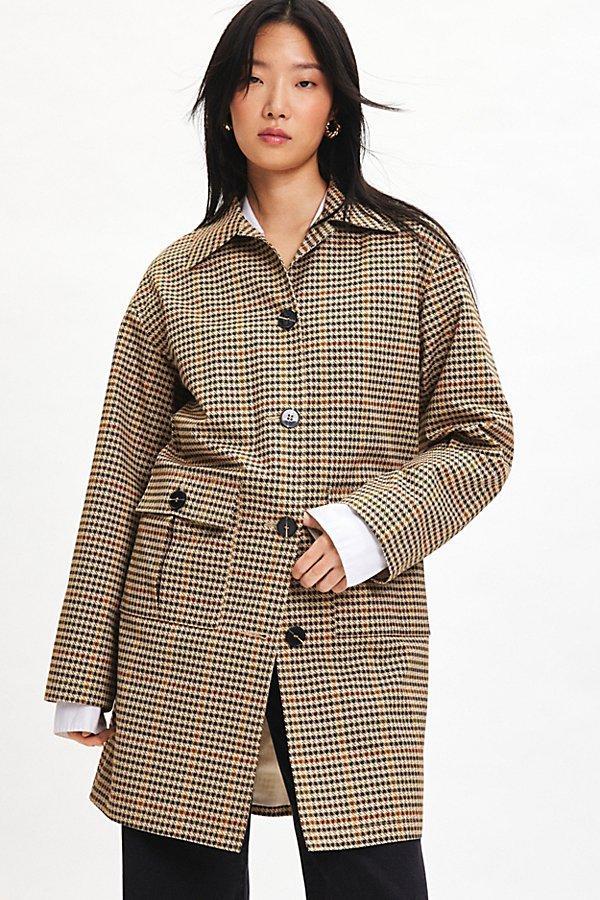 BDG Mac Check Houndstooth Longline Overcoat Jacket Womens at Urban Outfitters Product Image