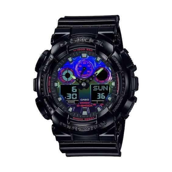 Men's Casio G-Shock Classic Black Resin Strap Watch with Rainbow Dial (Model: Ga100Rgb-1A) Product Image