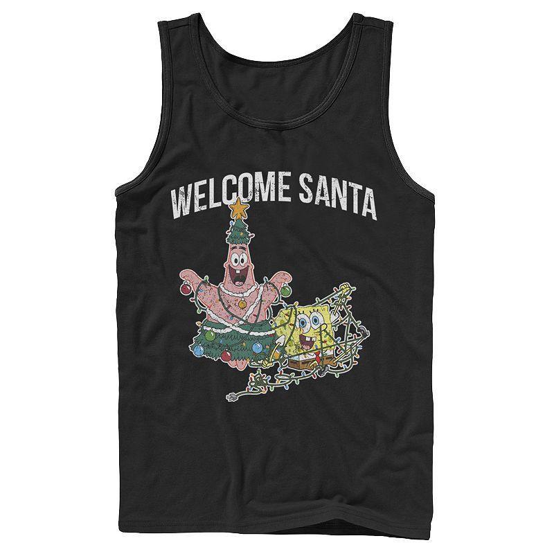 Mens Nickelodeon Spongebob Squarepants Patrick Star Welcome Santa Christmas Graphic Tank Top Grey Product Image