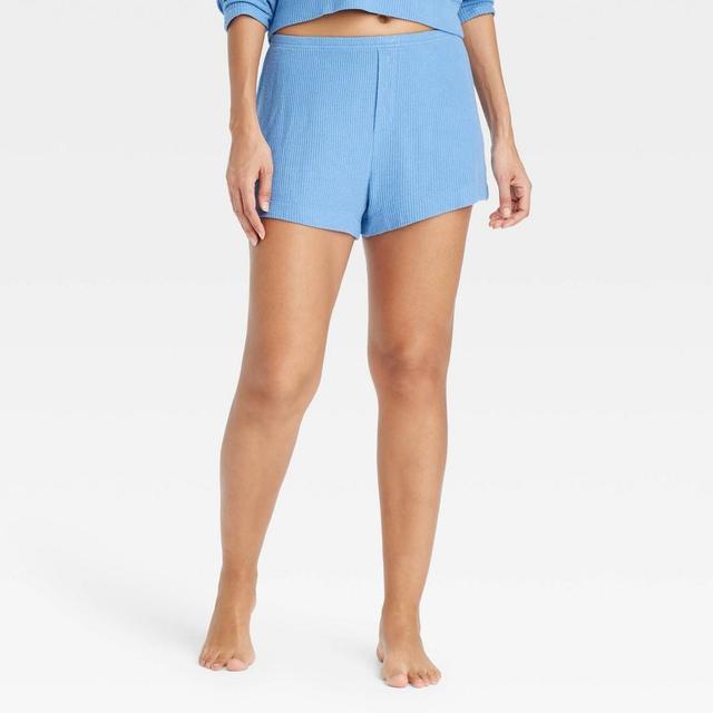 Womens Cozy Ribbed Shorts - Auden Blue M Product Image