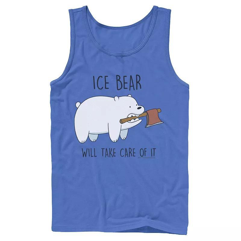 Mens Cartoon Network We Bare Bears Ice Bear Take Care Of It Axe Tank Top Grey Product Image