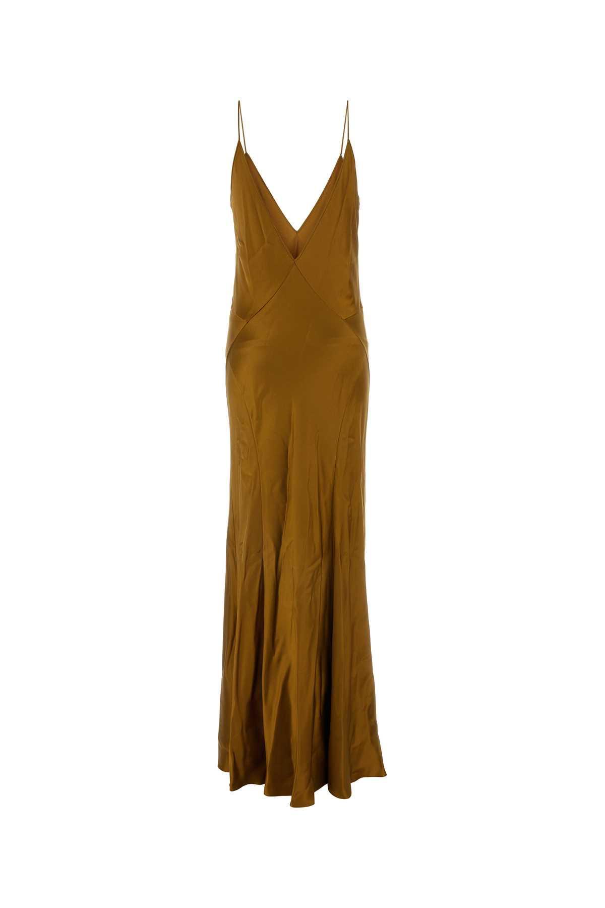 SAINT LAURENT Satin Maxi Dress In Gold Product Image