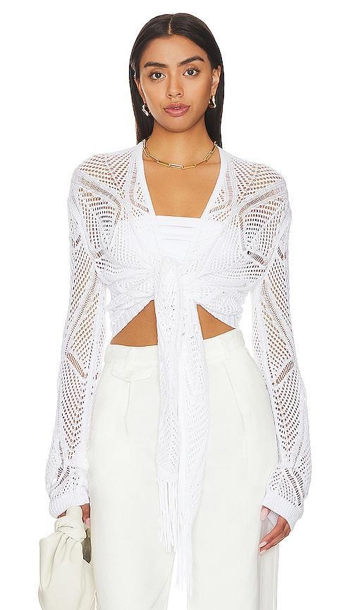 Autumn Cashmere Tie Front Cardigan in White. Size L, S, XL, XS. Product Image