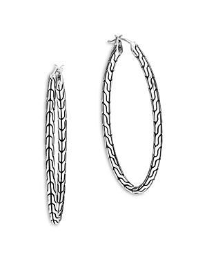 Womens Classic Chain Sterling Silver Hoop Earrings Product Image