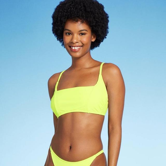 WomensSquare Neck Bralette Bikini Top - Wild Fable Yellow S: Stretchy, Opaque, Back Tie Closure, Full Lining Product Image