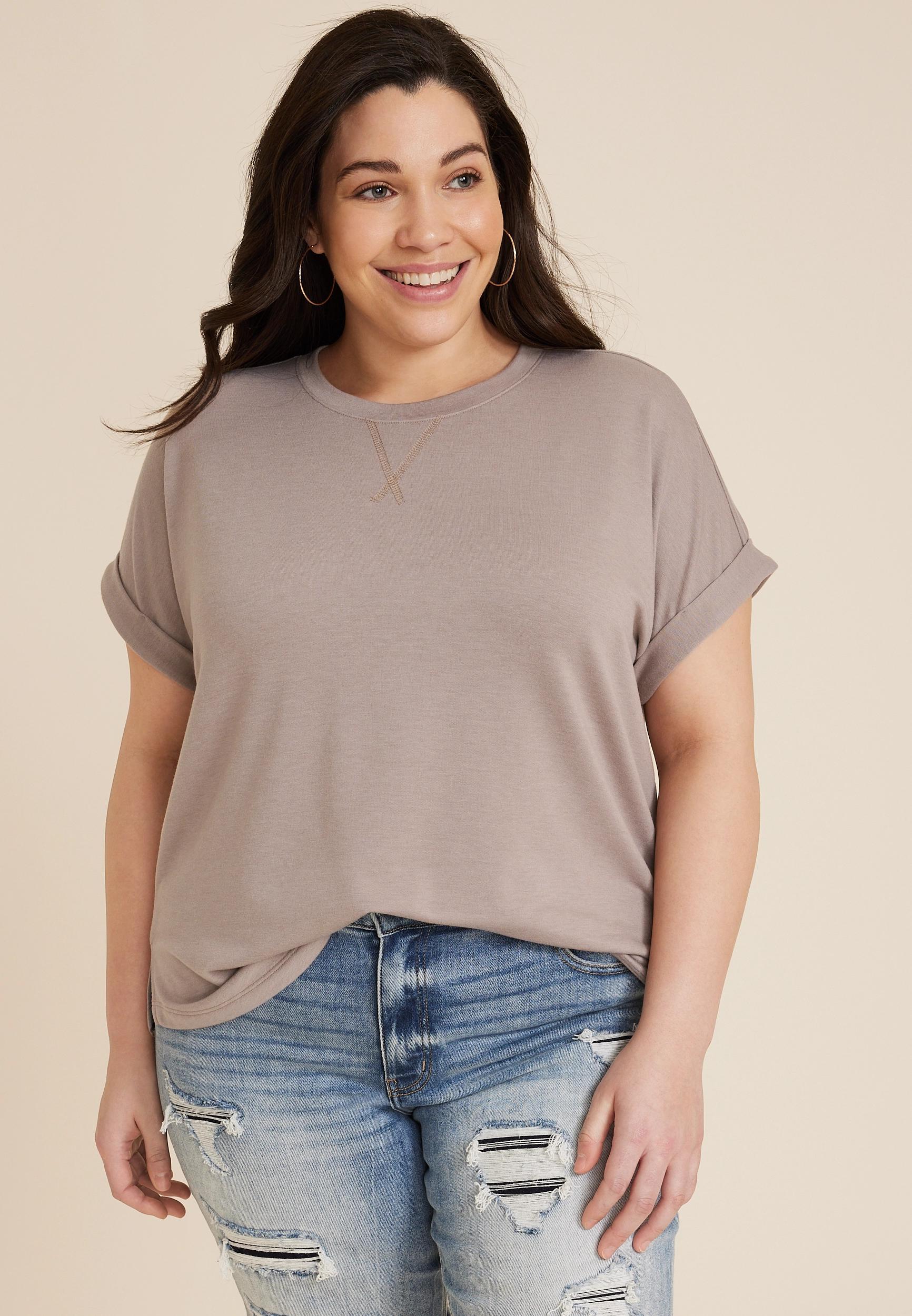 Maurices 3X Plus Size Womens 24/7 Clara Short Sleeve Tee Gray Product Image