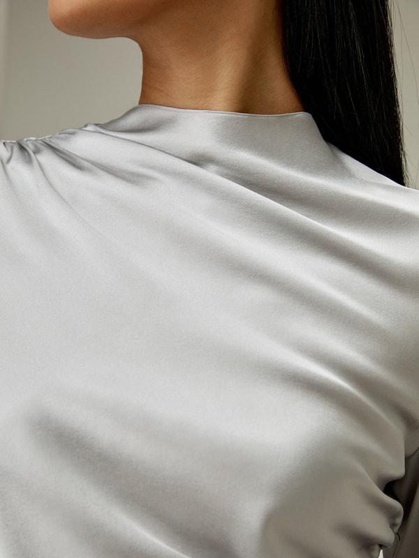 Oblique Wave Silk Blouse Product Image